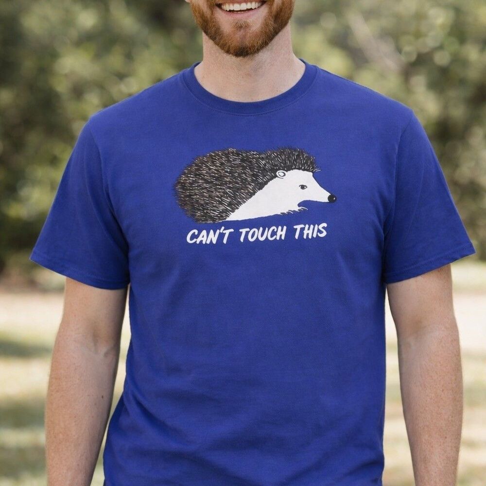 Altru T-Shirt Unisex XL Blue Can't Touch This Porcupine Graphic Crew Neck
